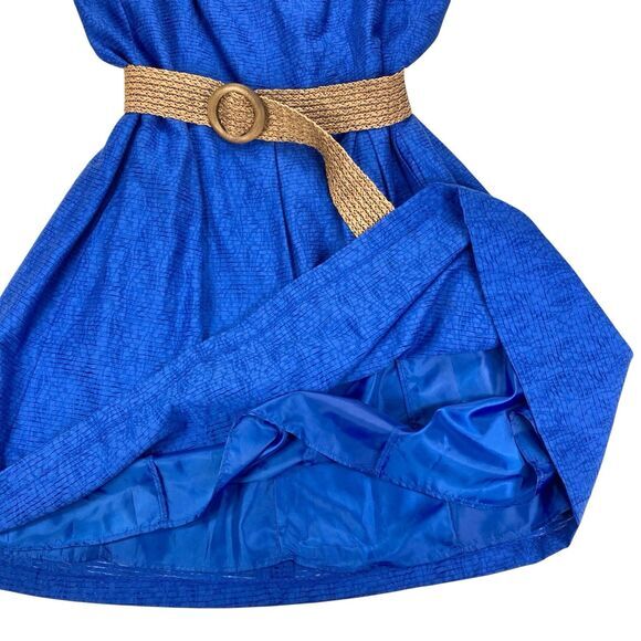 Nine West Dress Womens 16W Blue Belted Fit and Flare Western Cowboy Summer NEW - Picture 5 of 16